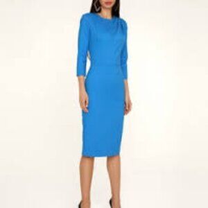 Donna Morgan Twist Neck Sheath Dress Ocean Blue NWT Size 6